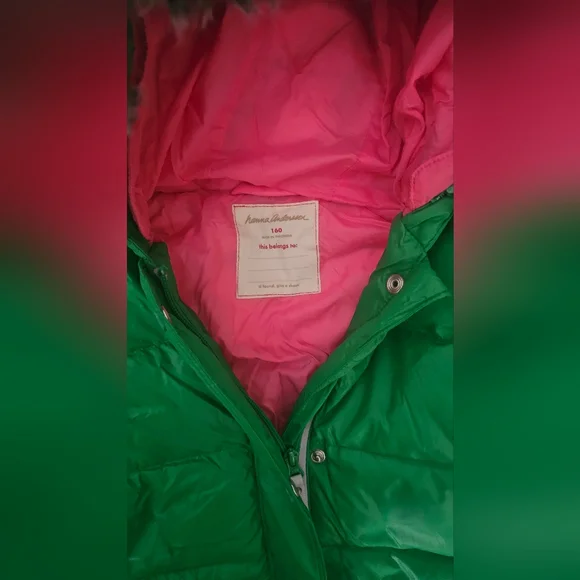 Hannah Anderdon Green Hooded Puffer Jacket Size 160 - Picture 2 of 8